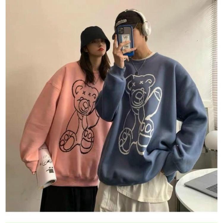 Áo SWEATER Trơn 4 Màu nỉ Ngoại Ulzzang Unisex, Áo Sweater Trơn Chất Nỉ Lót Bông in hình gấu dễ thương - Sweater Unisex, áo chui đầu nam nữ, áo thun tay dài chất nỉ ngoại