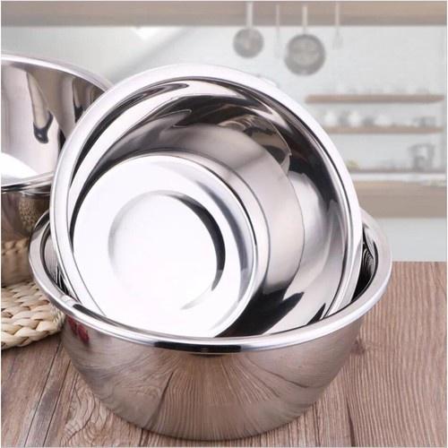 Thau Đựng Hoa Quả Inox Sáng Bóng Dày Đẹp Đủ Kích Thước 20, 22, 24, 26, 28, 30cm