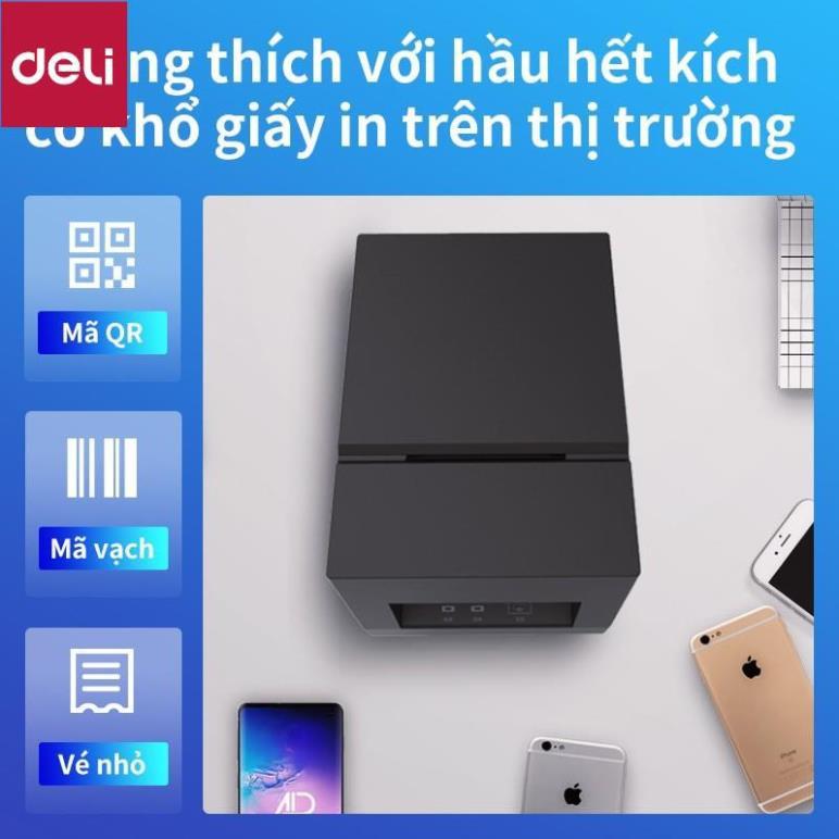 Máy in hóa đơn nhiệt Deli - màu đen - Kết nối cổng USB máy tính - Kích thước khổ giấy in 58mm -DL581