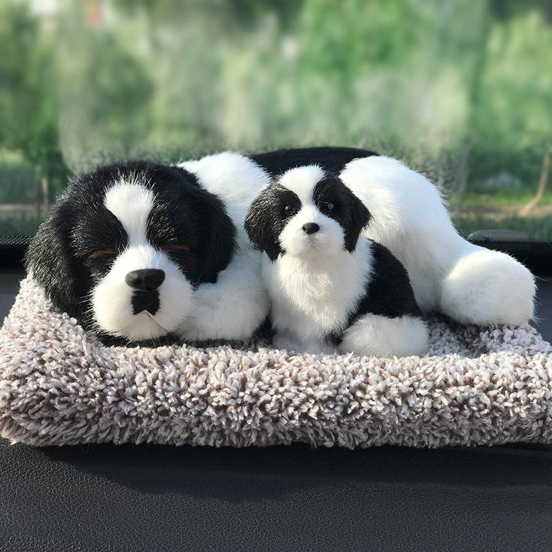 MÈO TRẮNG VÀNG Thú bông GIỐNG THẬT 99% lõi than hoạt tính lọc không khí khử mùi trang trí xe hơi ô tô