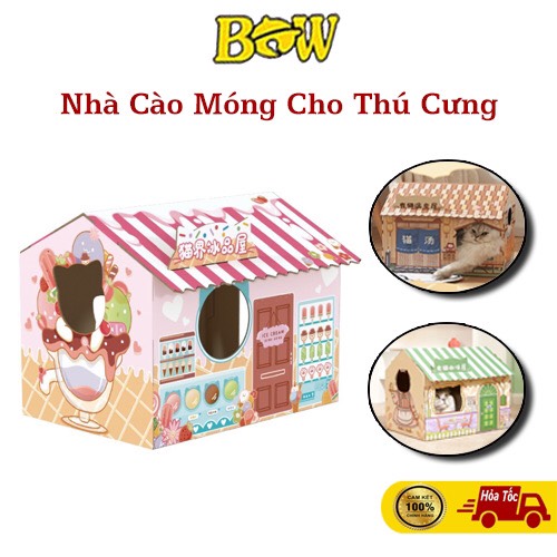 Nhà Cào Móng Cho Mèo Bằng Bìa Carton - Kích Thước Lớn - Thiết Kế Dễ Thương