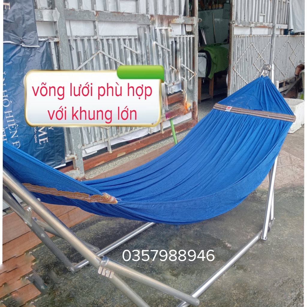 Võng Lưới Cỡ Đại Hàng DI LỢI, Đầu Cán Thép 60cm, Phù Hợp Với Khung Lớn, Chất Vải Dày Mềm, võng Rộng 180cm