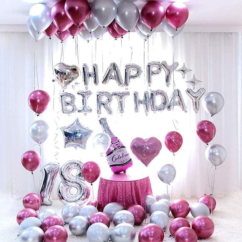 Combo trang trí sinh nhật Happy Birthday kèm bóng các loại