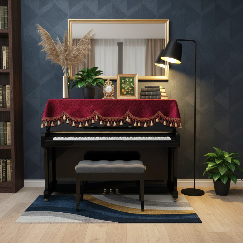 Khăn phủ đàn piano cơ đàn piano điện tử 88 phím sang trọng cổ điển trang trí giáng sinh noel năm mới Tết - Hàng chính hãng