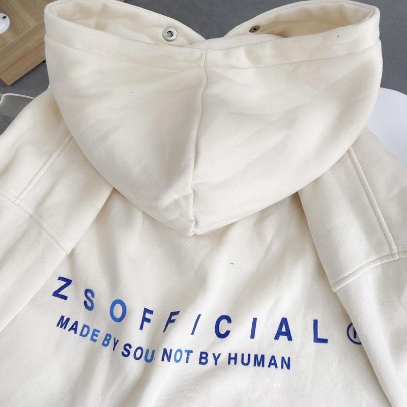 áo Hoodie nỉ WZS màu kem unisex ảnh thật SSSTore ( nam nữ mặc đều được
