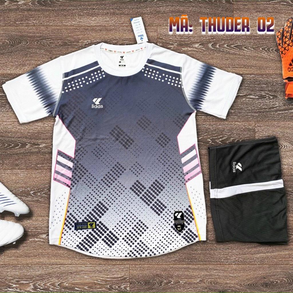 Bộ Quần Áo Bóng Đá Không Logo Lidas Thunder Hàng Mè Sọc Cao Cấp