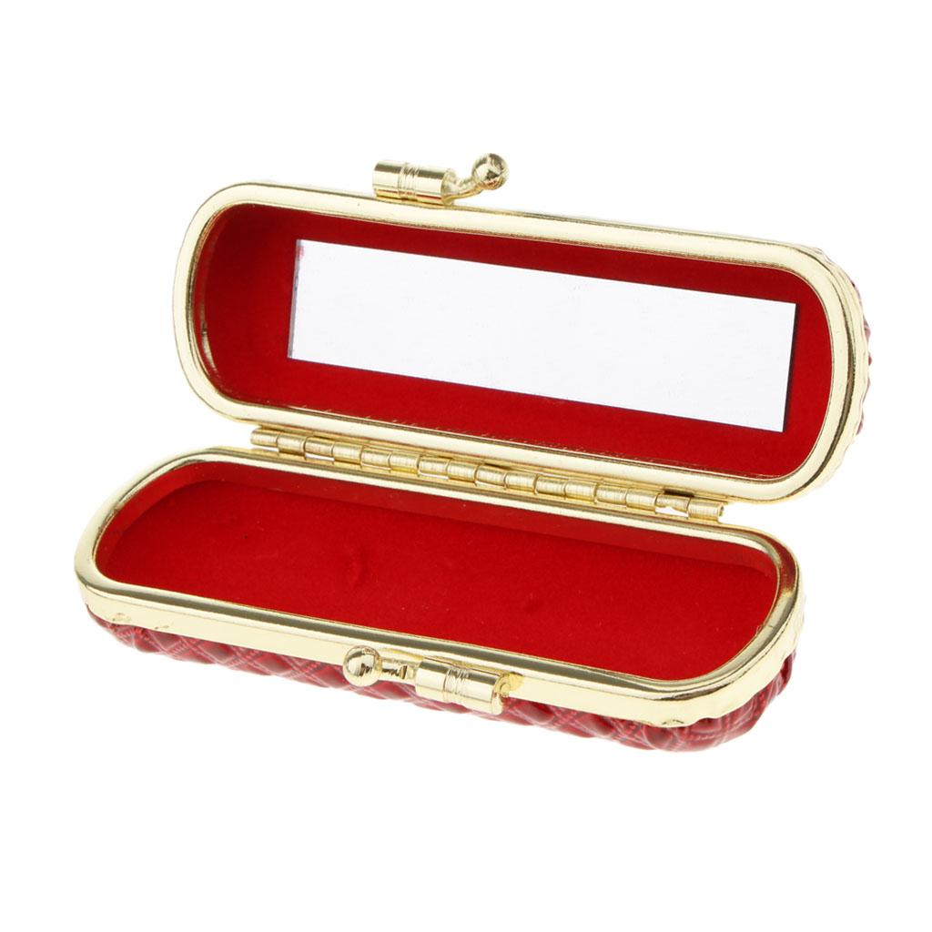 Diamond Elegant Ladies Lipstick Case with Mirror Purse Lip Stick Lip Gloss Holder 3.7x1.4x0.98 inch