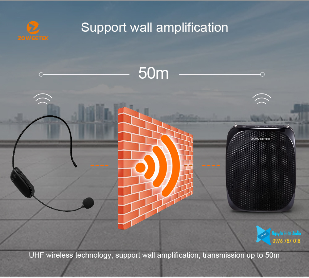 Loa trợ giảng, bộ khuếch đại giọng nói không dây, có dây ZW-S615 UHF hãng Zoweetek