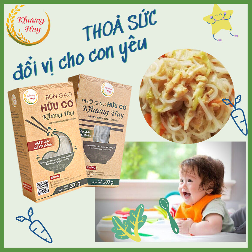 Phở Khô Hữu Cơ Khương Huy/ Phở Gạo Hữu Cơ Khương Huy  - Chỉ 3 Phút Nấu Không Cần Ngâm  - Bún Khô Khương Huy Gói 200g