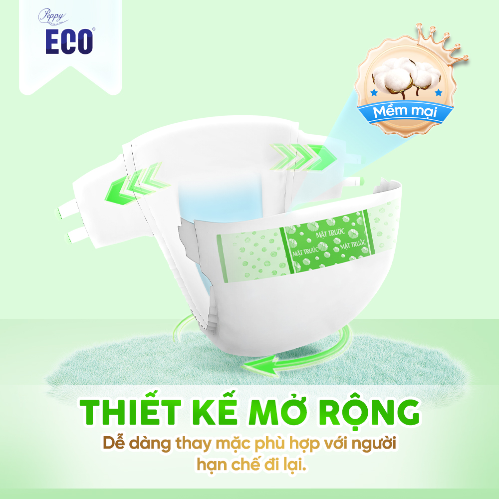 Tã Dán Người Lớn Peppy Eco Siêu Mềm Mại, Siêu Khô Thoáng, Kháng khuẩn Size M/L, L/XL (10 Miếng)
