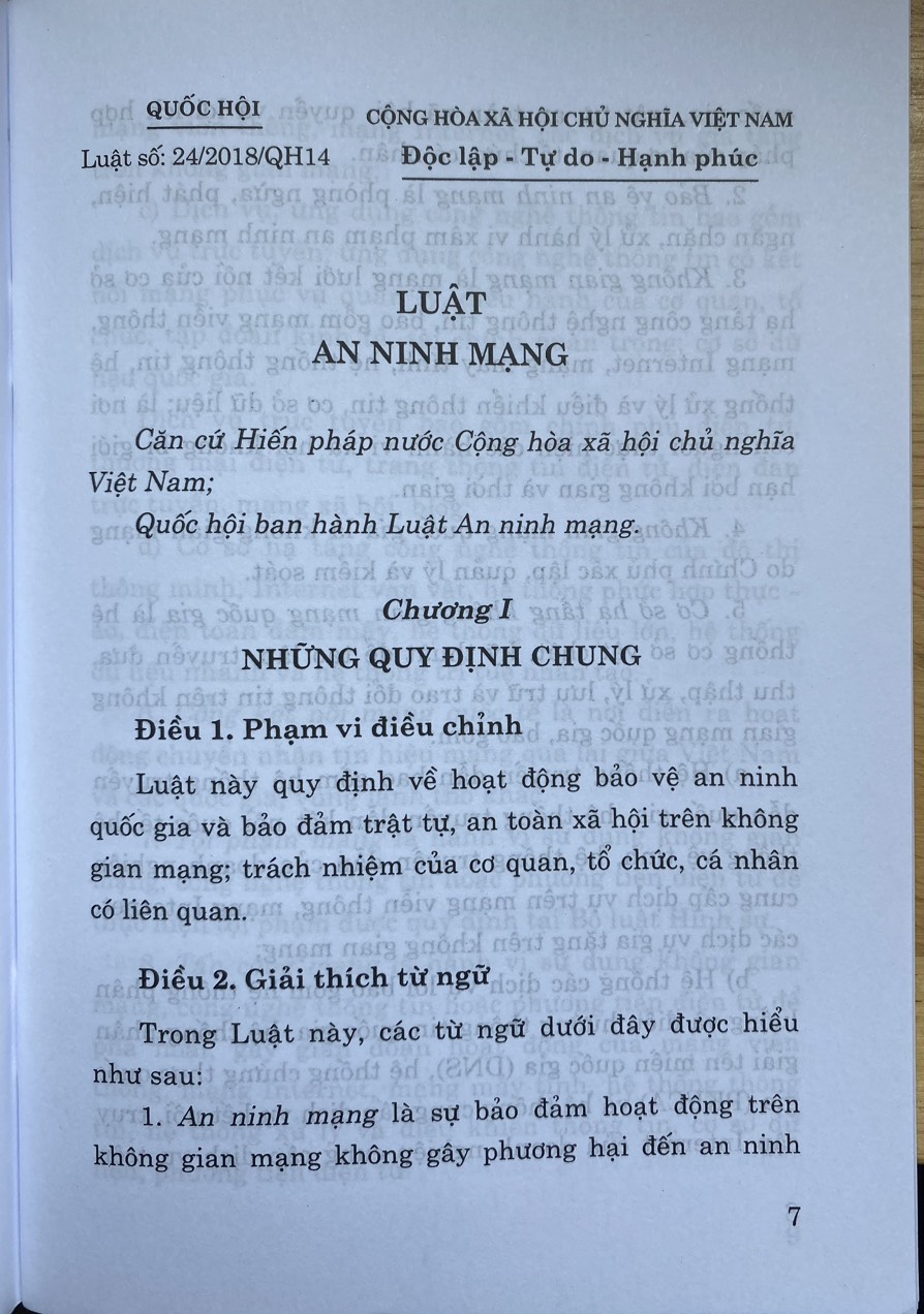 Luật An Ninh Mạng ( Hiện Hành )