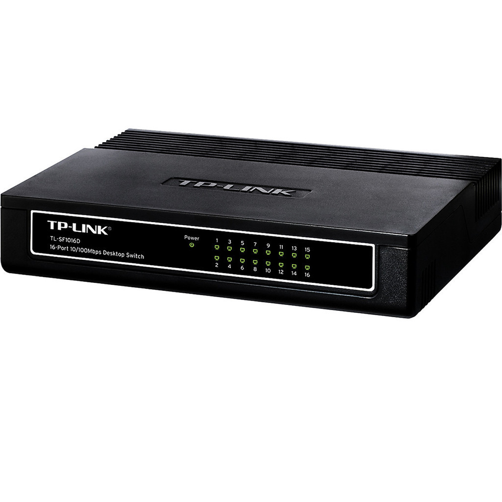 SWITCH 16 CỔNG TP-LINK TL-SF1016D 100Mbps - Cắm dùng Không cấu hình, Kiểm soát lưu lượng, Tiết kiệm điện năng