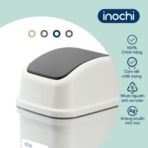 Thùng rác nắp lật Inochi - Hiro 15L (kèm ruột) Thân Trắng kem + Nắp Ghi sữa/ Xanh chàm/ Nâu café/ Be sữa