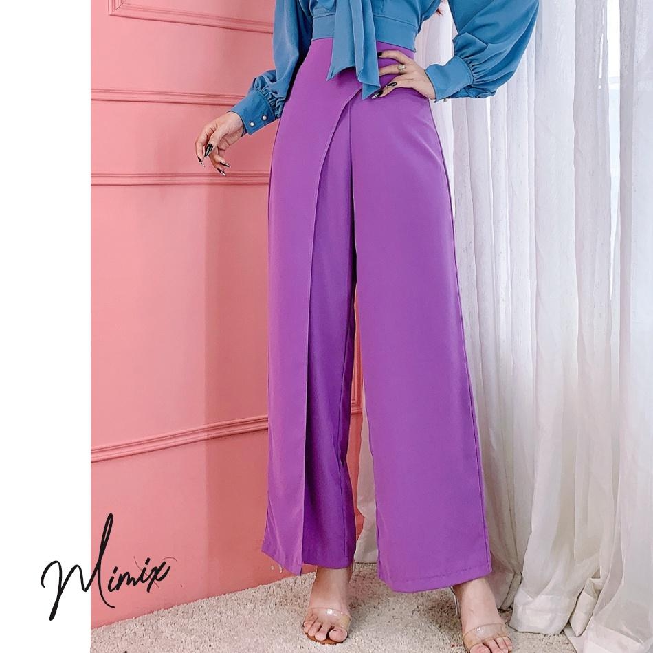 Quần tây trơn ống suông phối vạt chéo MIMIX sang trọng AO2150