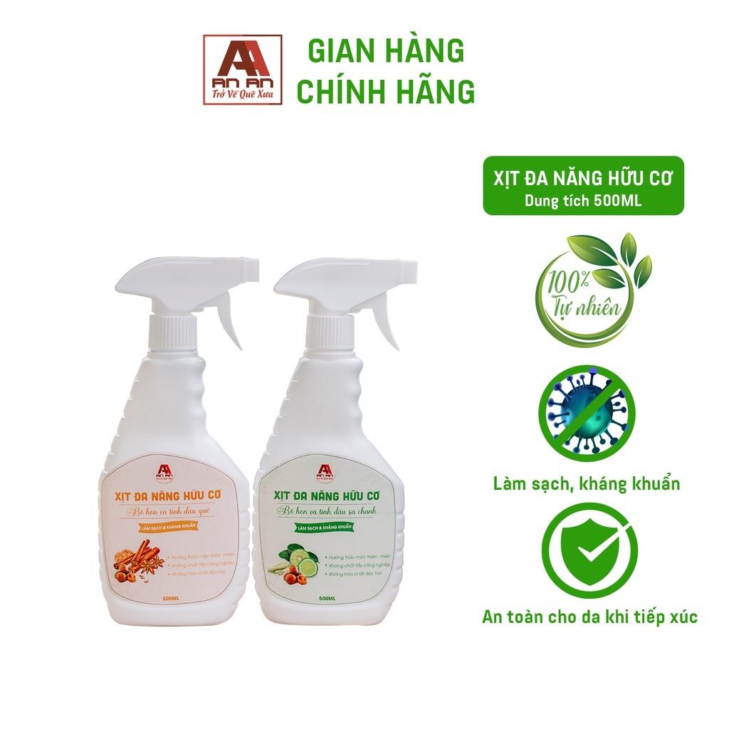 Xịt đa năng hữu cơ An An, nước lau bếp, lau kiến, lau bàn giúp khử mùi lưu hương quế/sả chanh 500ml