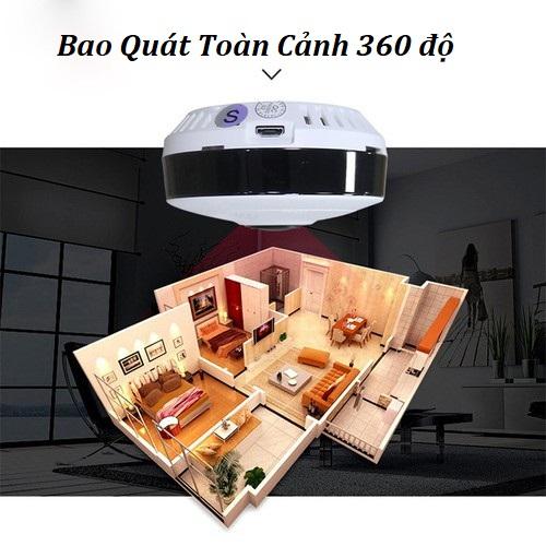 Camera gắn trần nhà toàn cảnh V380 PRO VR 360 ĐỘ - Xem toàn cảnh 3D, không dây, hình ảnh full HD Kèm Thẻ Nhớ 32GB