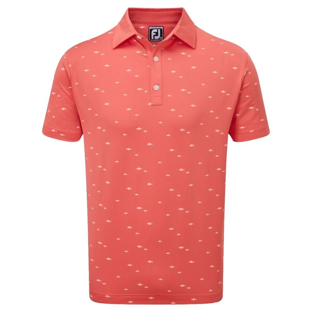 Polo Nam Golf Footjoy FJ School of Fish Print Lisle, Self Collar - 87095/Tô thêm vẻ đẹp lịch lãm của các quý ông