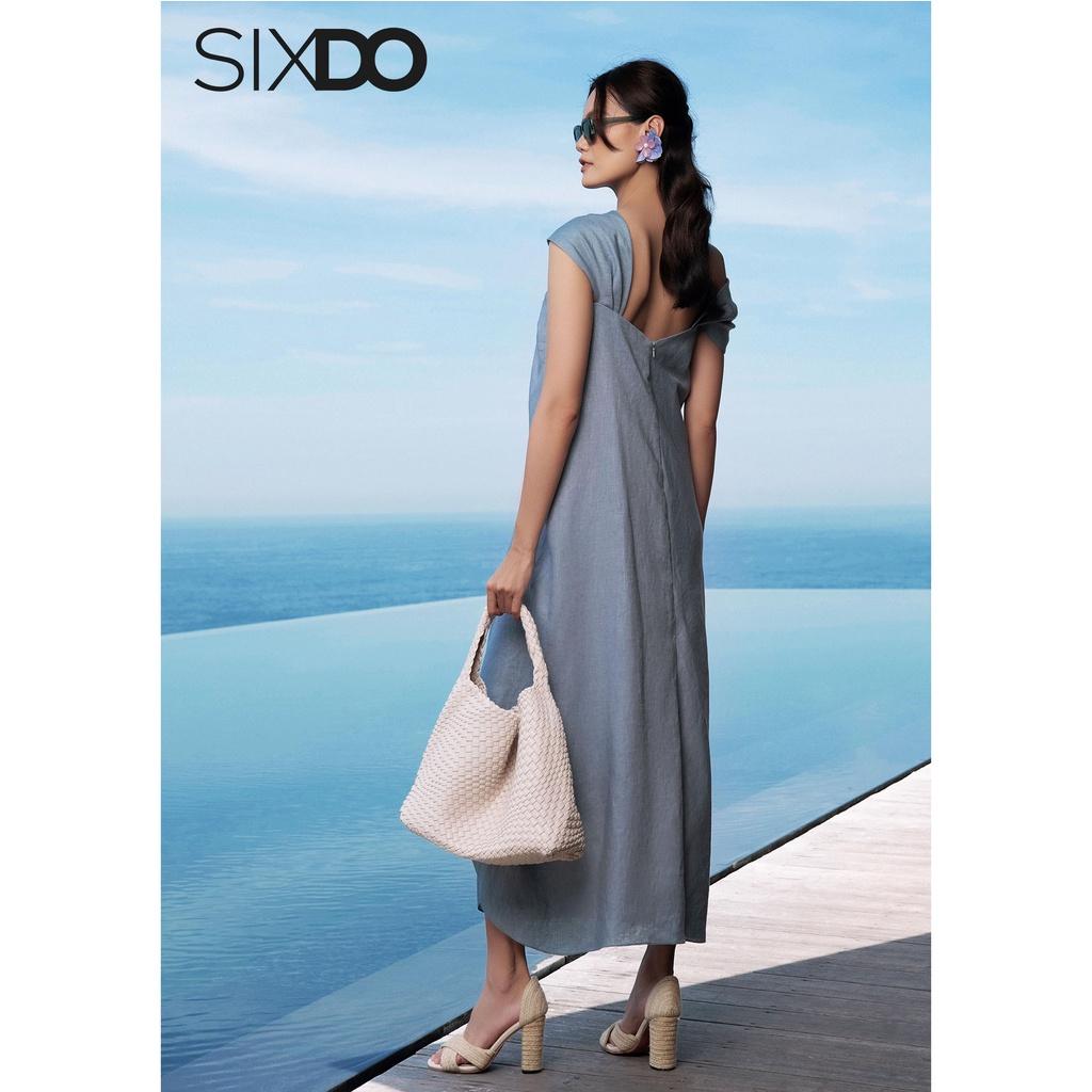 Đầm linen xẻ tà freesize SIXDO