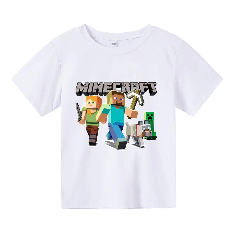 Áo thun trẻ em MINECFRAF, 4 màu, có size người lớn, King Cotton