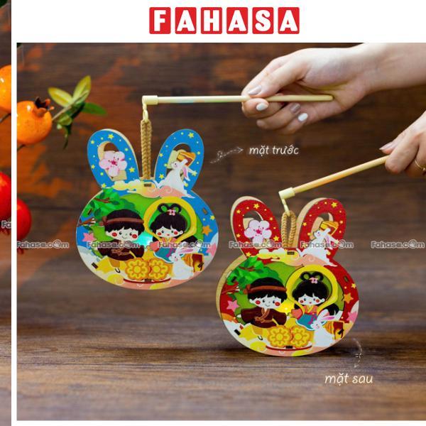 Lồng Đèn Trung Thu Gỗ 2 Mặt Màu - Bách Mộc - Thỏ Bánh