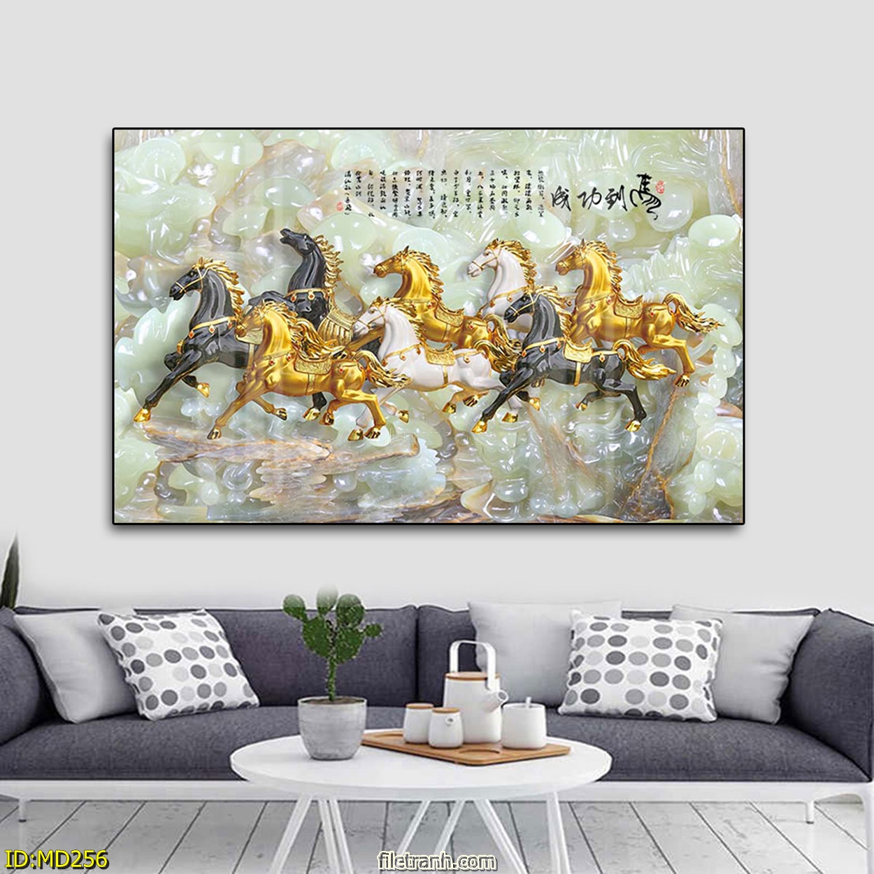 Tranh Bát Mã Phi Nước Đại Tài Lộc - Tranh Canvas Trang Trí Phong Thủy