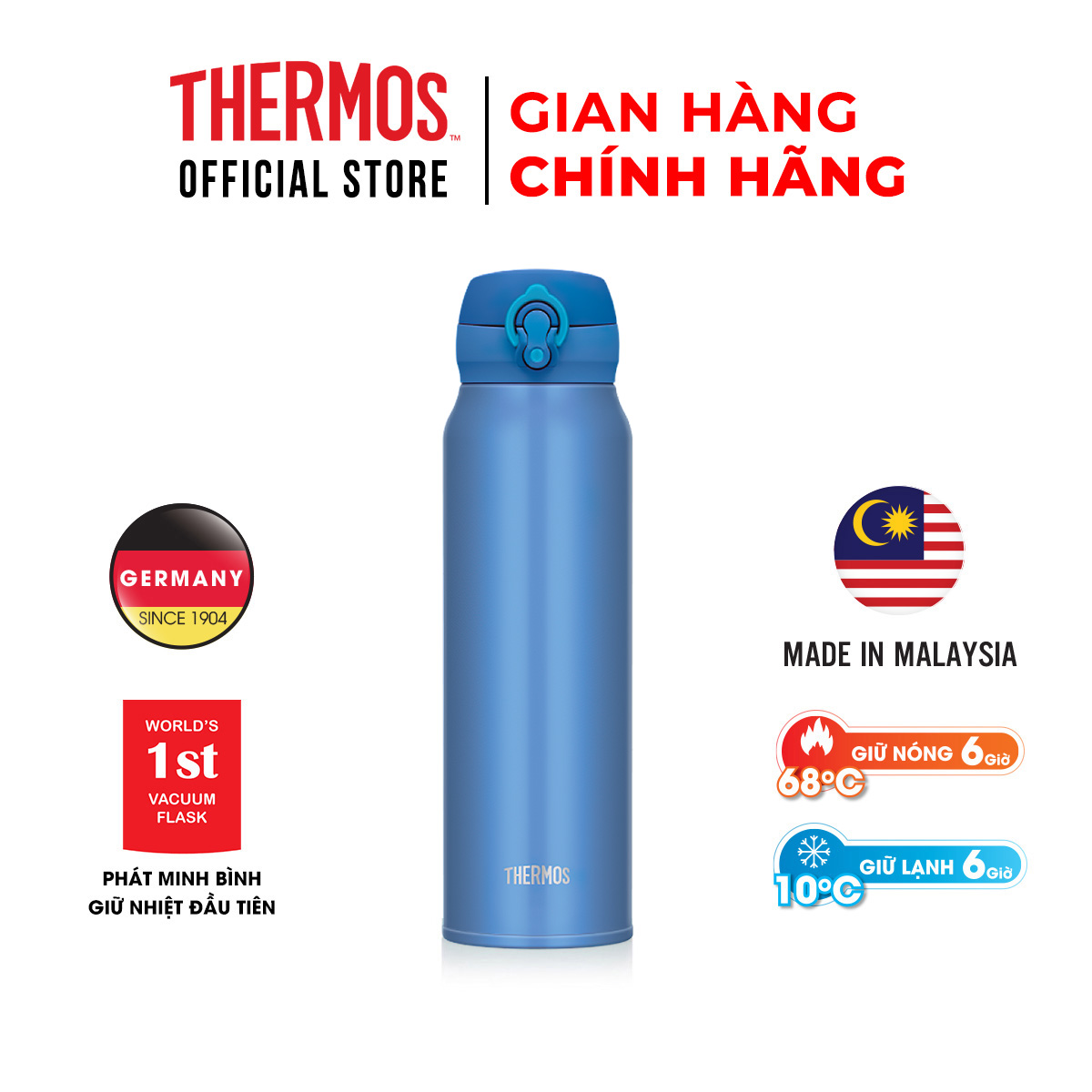 Bình giữ nhiệt Thermos nút bấm JNL-752 MTB 750ml màu xanh dương