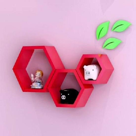 Set Kệ treo tường 3 hình lục giác cao cấp cạnh 30-20-10