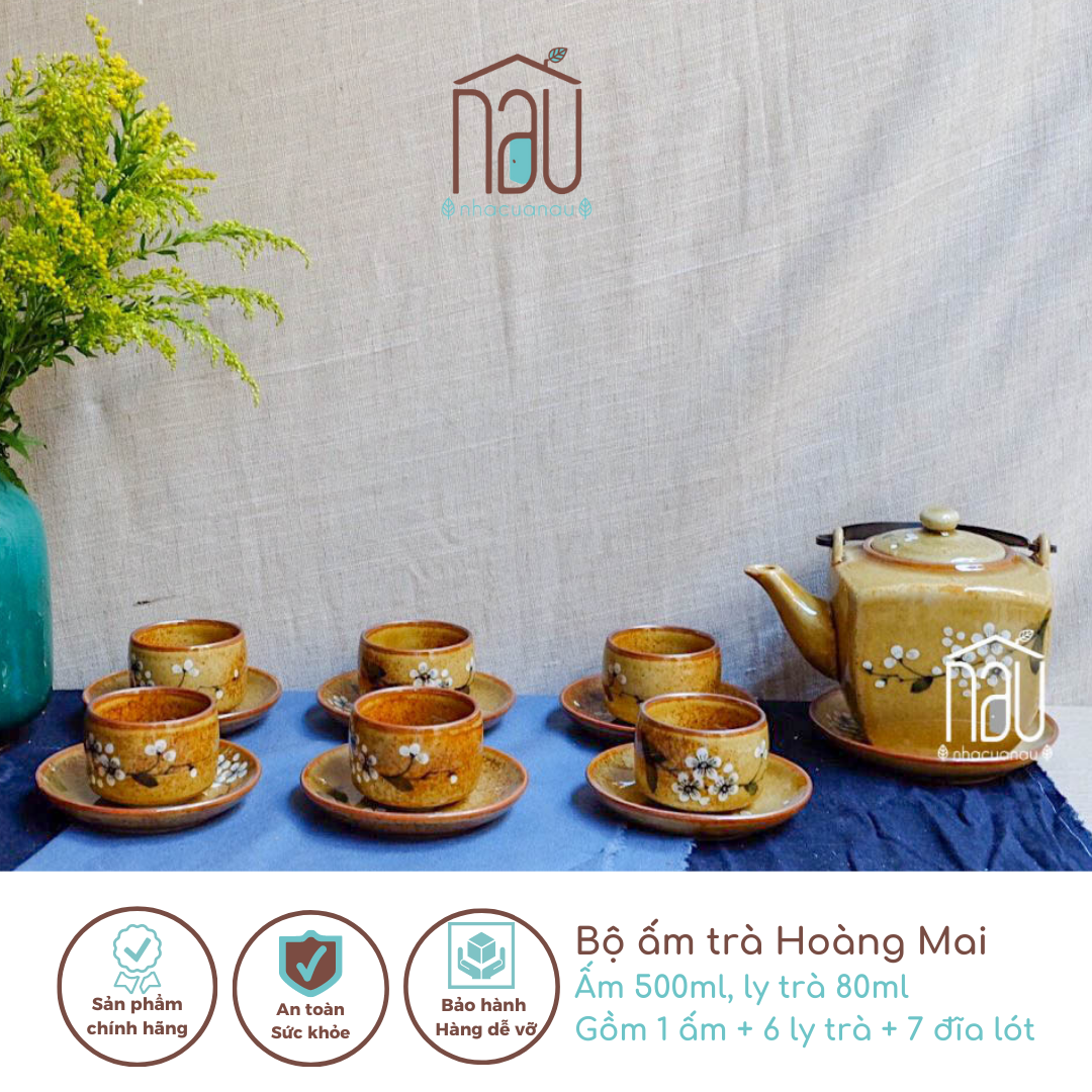 Bộ Ấm Chén trà, bộ bình trà Hoàng Mai sang trọng – Men Hỏa Biến độc đáo - Gốm sứ cao cấp truyền thống Bát Tràng
