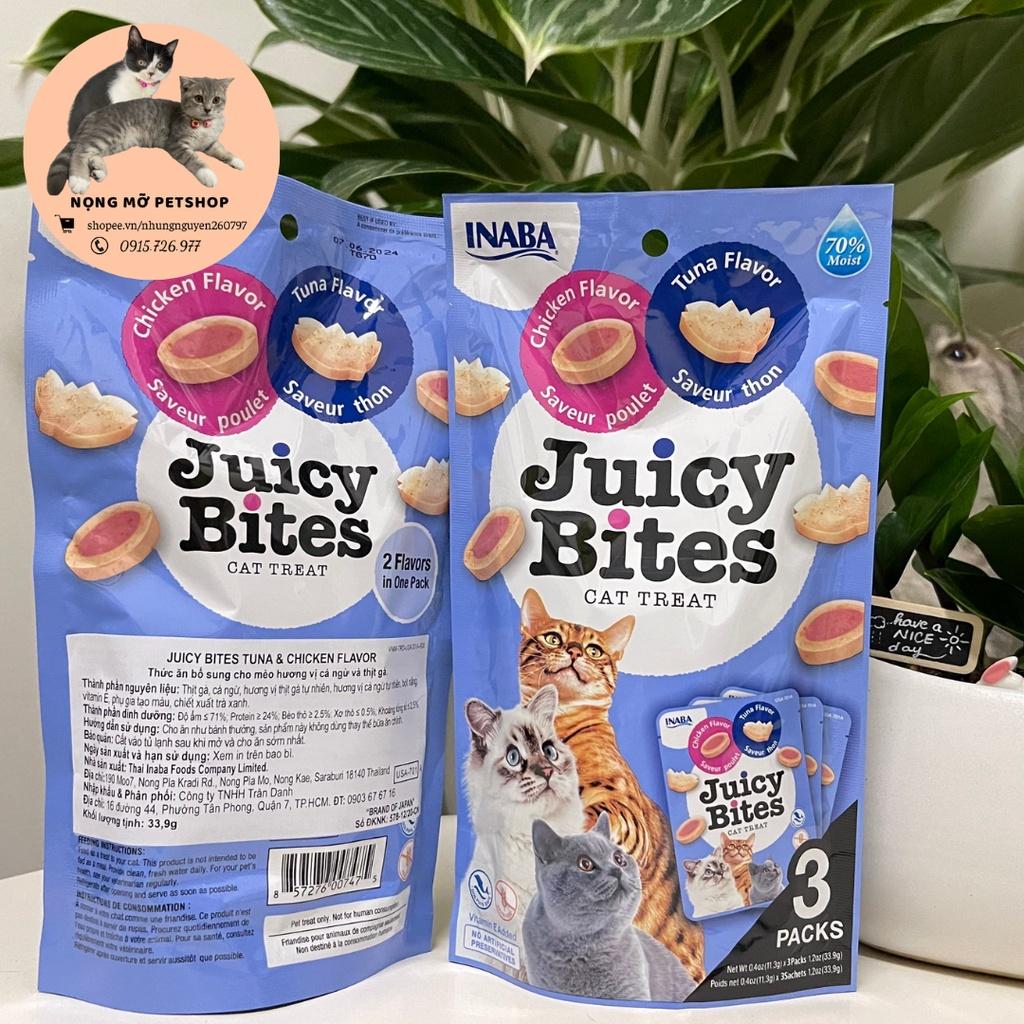 Bánh thưởng mềm Juicy Bites cho mèo nhiều hương vị hấp dẫn 2 vị trong 1 gói 11g