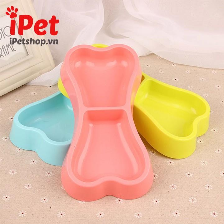 Bát Ăn Đôi Nhựa Hình Xương Cho Thú Cưng Chó Mèo - iPet Shop