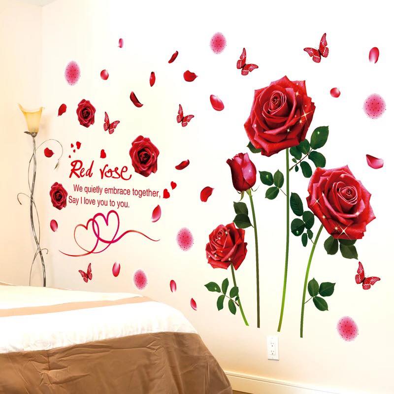 Decal dán tường Hoa hồng đỏ - HP123