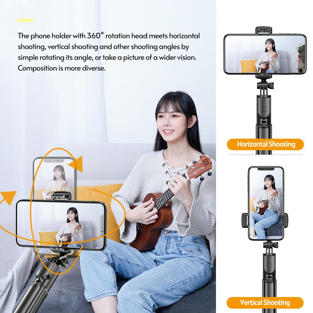 Gậy chụp ảnh tự sướng có thể mở rộng mini 5 phần được tích hợp với giá ba chân để bàn với điều khiển từ xa BT Tương thích với Huawei