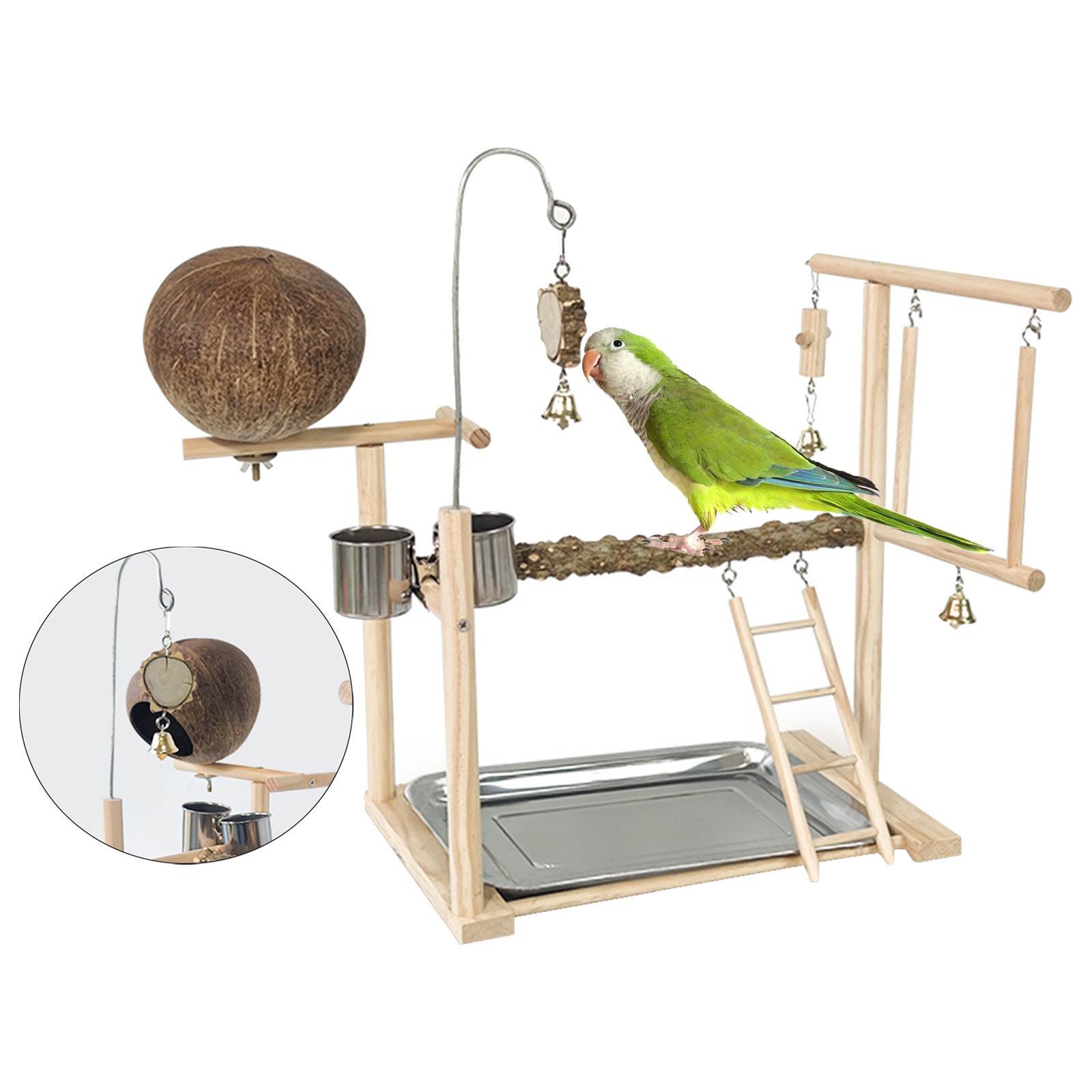 Wooden Bird Playground Ladder Perch Play for Parakeets Budgie Cage Accessories