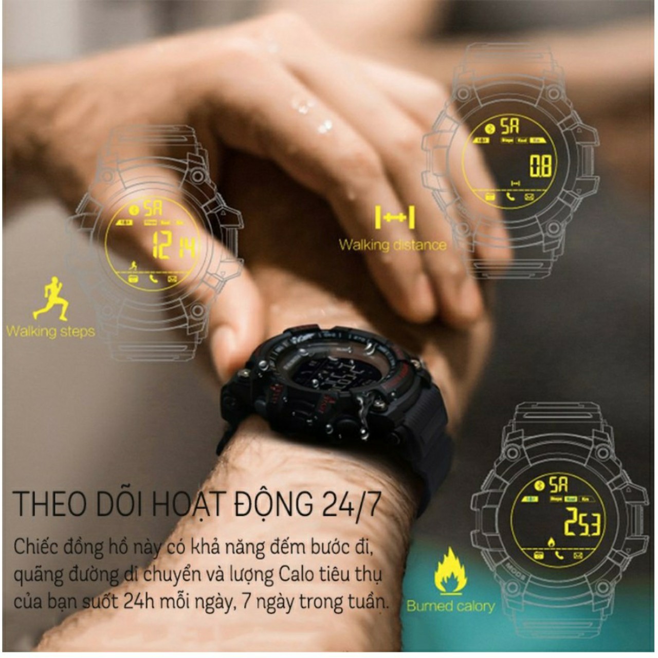 Đồng hô thể thao smart watch chống nước EX Sport