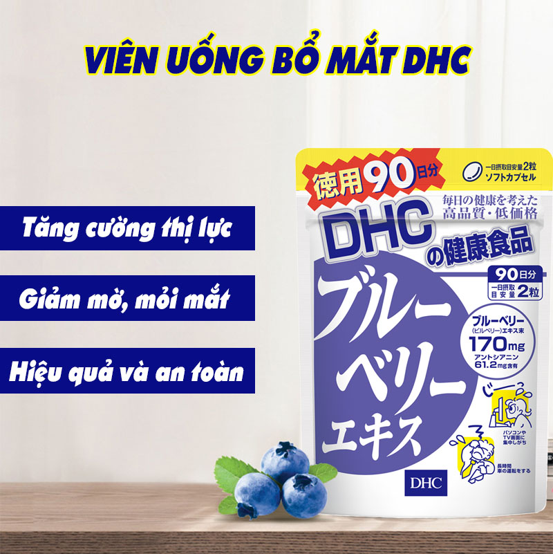 Viên uống bổ mắt việt quất DHC Nhật Bản thực phẩm chức năng tăng cường thị lực nuôi dưỡng đôi mắt khỏe mạnh gói 30 ngày JN-DHC-BLU30