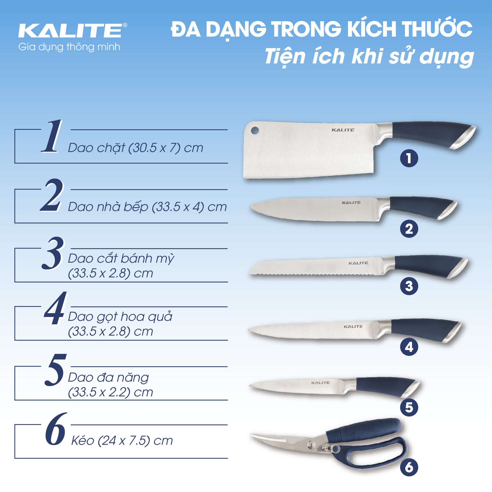 Bộ dao kéo đa năng Kalite KL-190. Hàng chính hãng