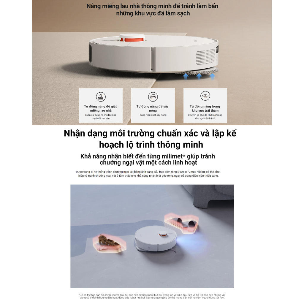 Robot Hút Bụi Lau Nhà Xiaomi Vacuum X20 Plus - Kết Nối App Tự Giặt Giấy Giẻ Gom Rác Tự Động Bản Đồ 3D Lưu 4 Bản Đồ Lực Hút 6000Pa - Hàng Chính Hãng