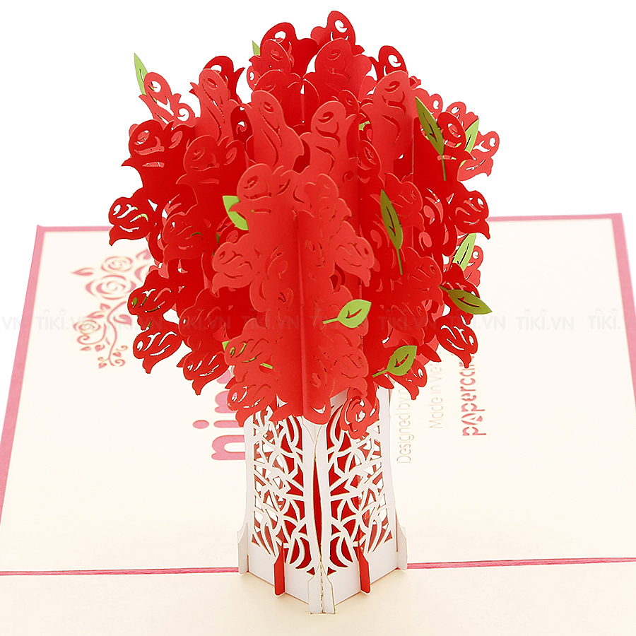 Thiệp Nổi 3D Ninrio - Rose Bouquet BT129 (15 x 15 cm) - Màu Ngẫu Nhiên