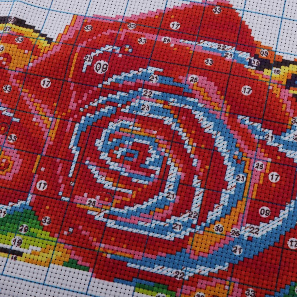 Cross Stitch Stamped Kit Pre-Printed Red Pattern Craft Needlepoint