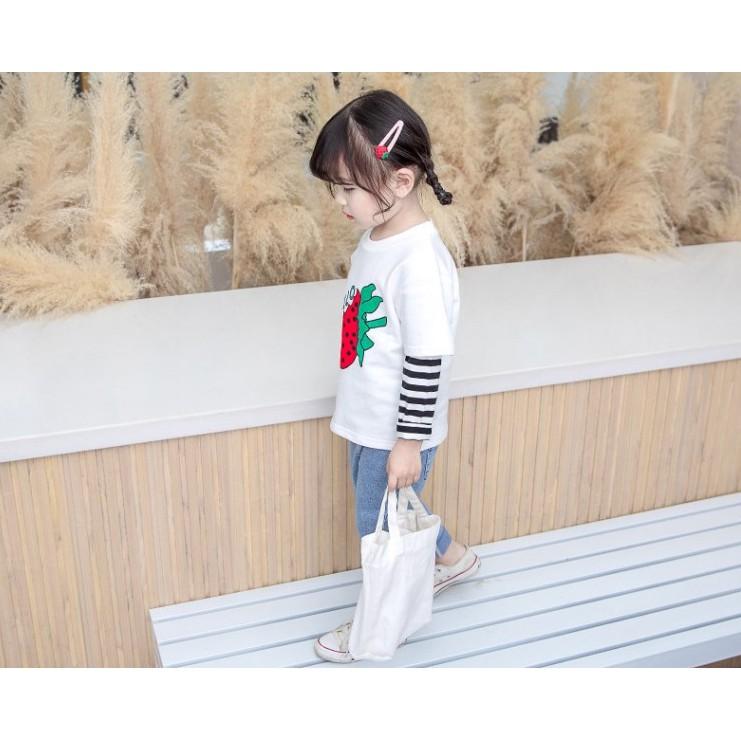 Áo thun dài tay 2 màu họa tiết ngộ nghĩnh dễ thương cho bé gái (2 - 8 tuổi