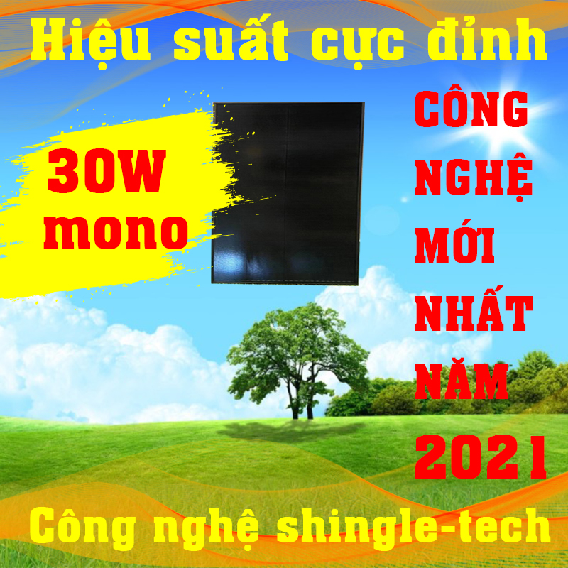 [CÔNG NGHỆ MỚI NHẤT HIỆN NAY - 30W MONO] tấm pin năng lượng mặt trời mono 30W cho hiệu suất cao, TẶNG KÈM JACK MC4