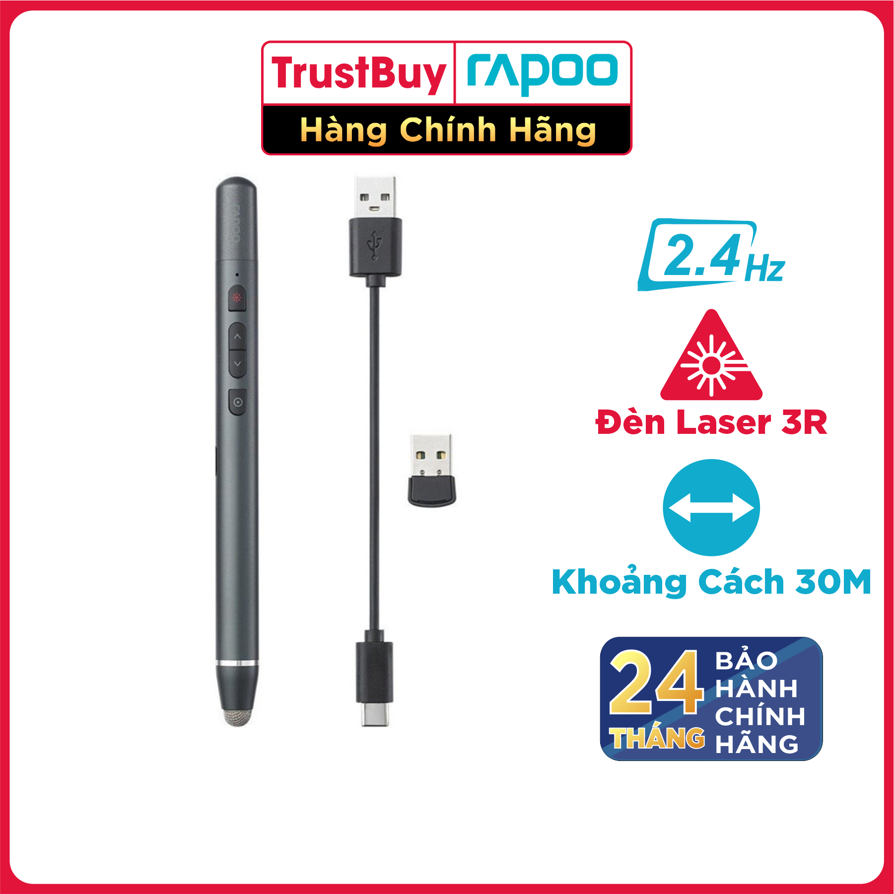 Bút Trình Chiếu Nhỏ Gọn RAPOO XR200 - Hàng Chính Hãng