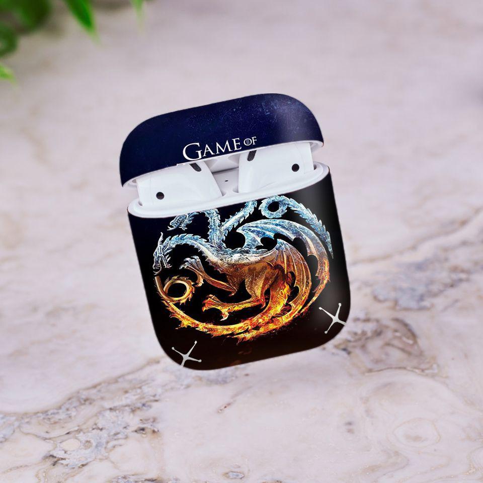 Miếng dán skin cho AirPods in hình Game Of Throne - 001 (AirPods ,1 2, Pro, TWS, i12