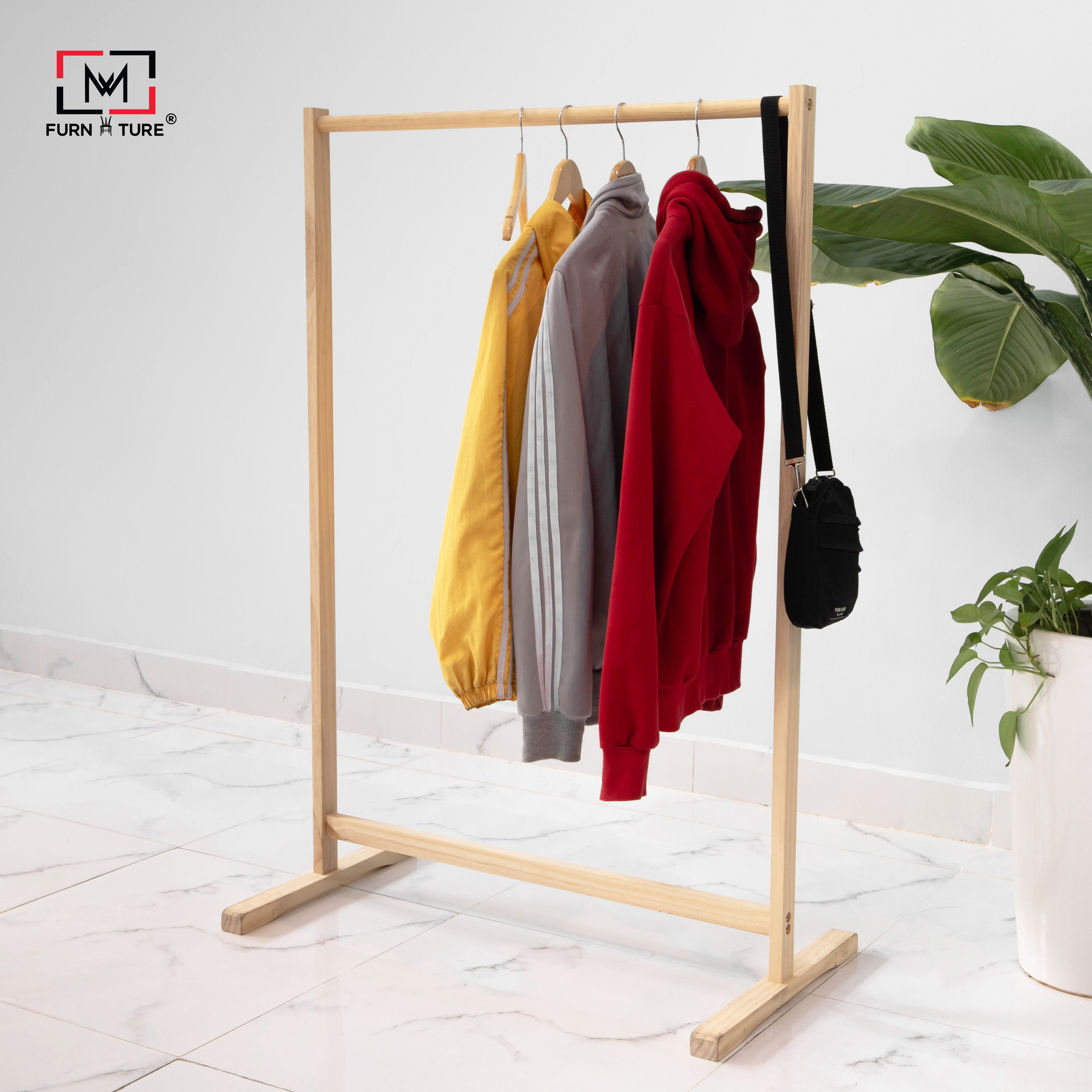 [ NGANG 86 ] GIÁ TREO QUẦN ÁO GỖ LẮP RÁP HÀN QUỐC MWFURNITURE - SINGLE HANGER NATURAL