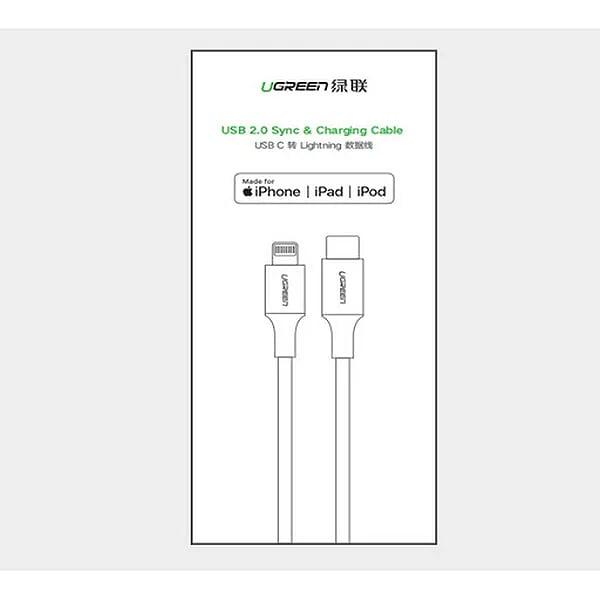 Ugreen UG60749US171TK 2m cáp usb type c ra apple lightning màu trắng - HÀNG CHÍNH HÃNG