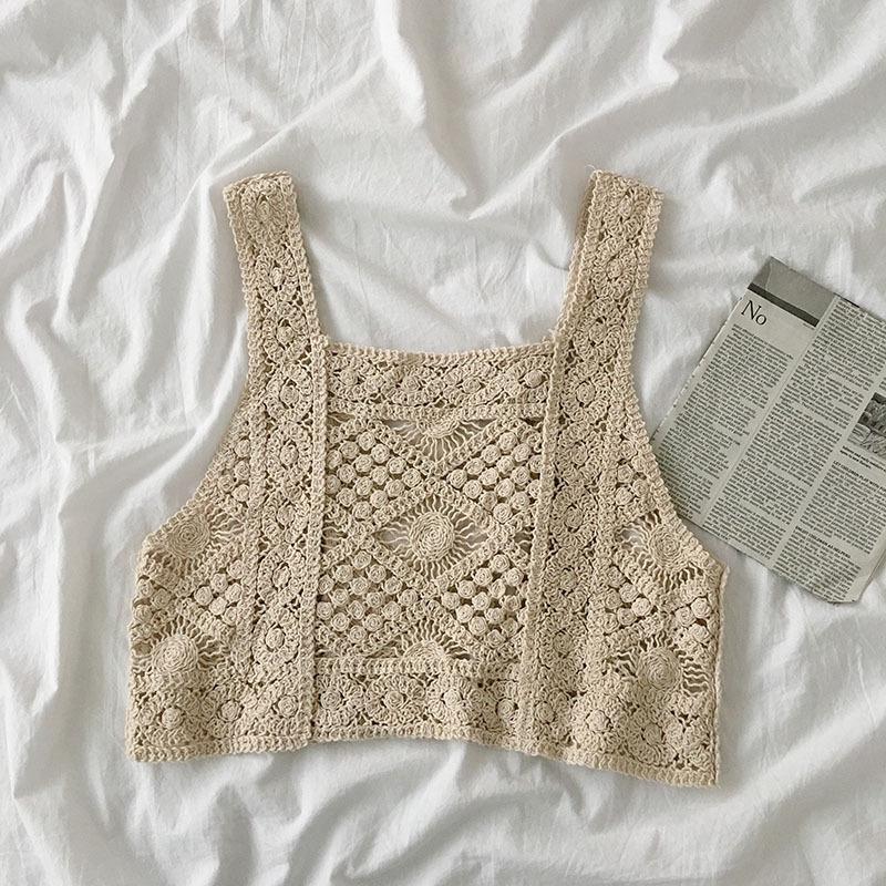 Áo 2 dây croptop lưới đi biển, mix váy áo