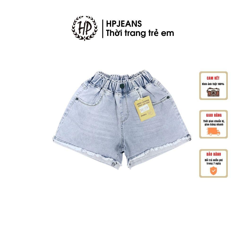 Quần Bò Bé Gái HPJEANSSD526 Hậu Bùi Quần Short Jean Bé Gái Cạp Chun HPjeans Cao Cấp Cho Bé Từ 7 Đến 10 Tuổi