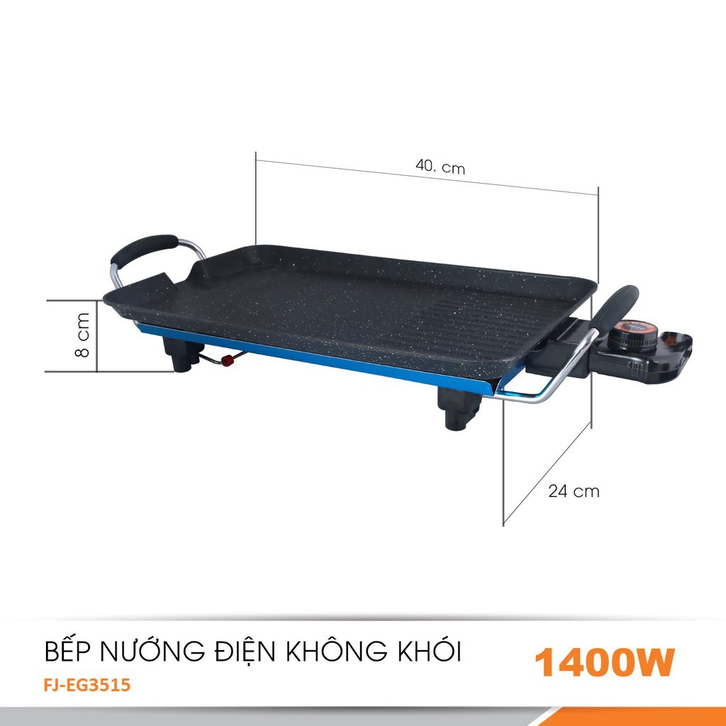 Bếp nướng điện không khói Fujika FJ-EG3515 men chống dính vân đá, công suất 1400W, màu ngẫu nhiên-hàng chính hãng