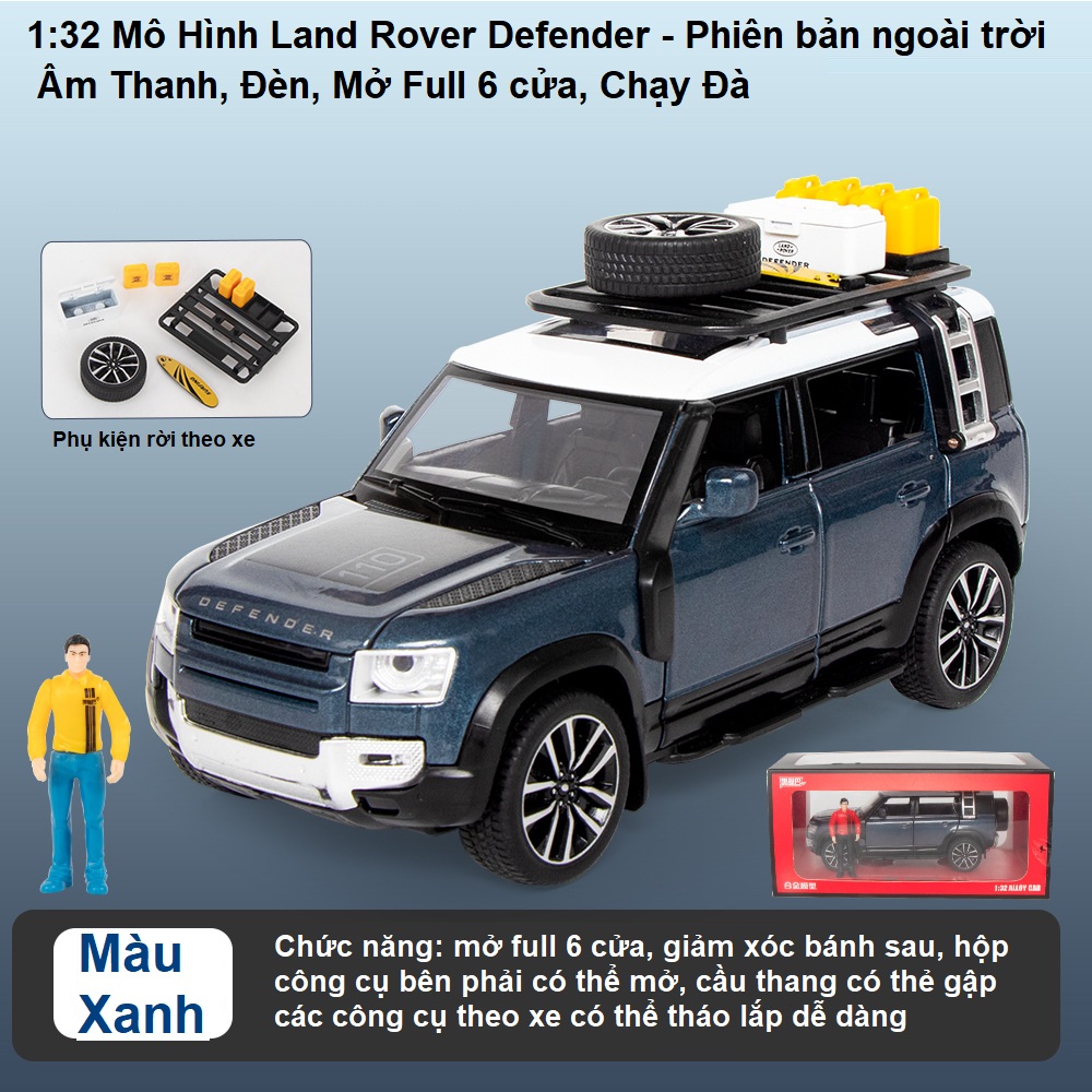 Xe Mô Hình Hợp Kim Land Rover Defender Phiên Bản Ngoài Trời Tỉ Lệ 1:32 Đồ Chơi Quà Tặng, Trưng Bày