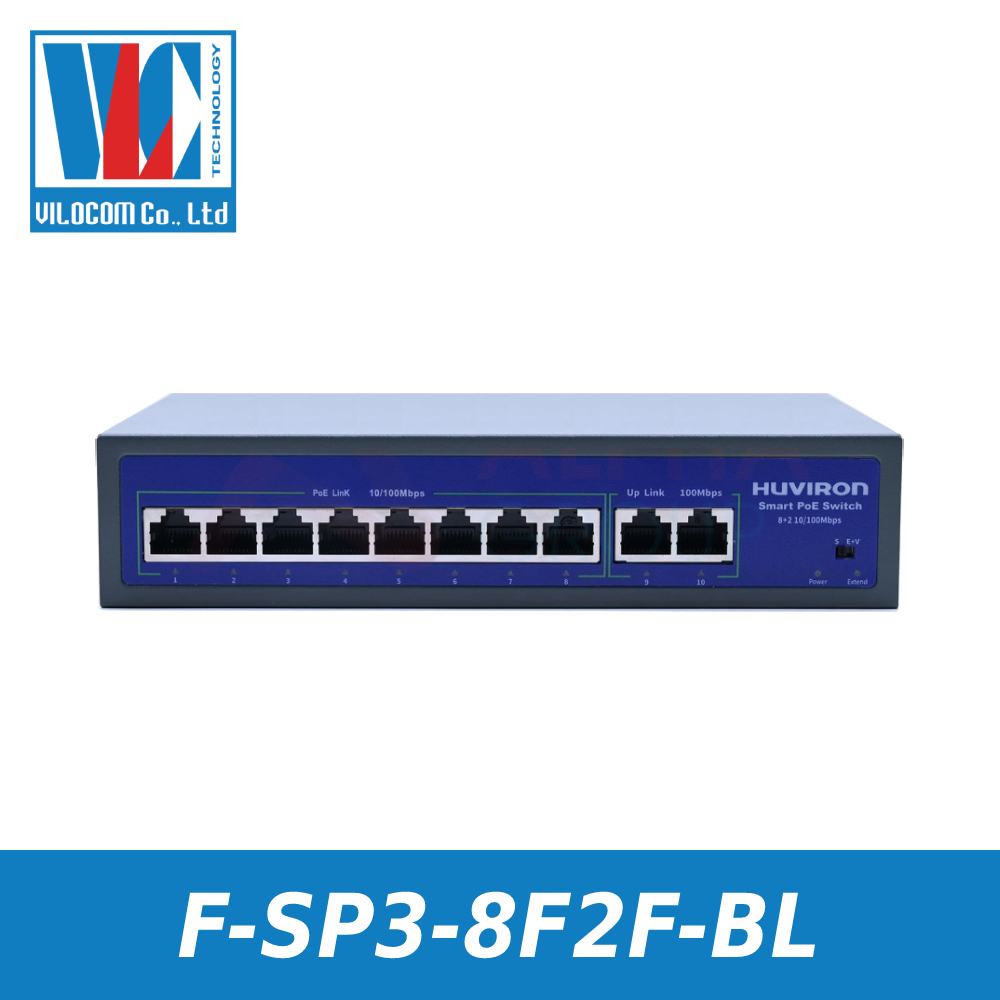 Bộ Chia Switch POE 8 cổng Huviron F-SP3-8F2F-BL